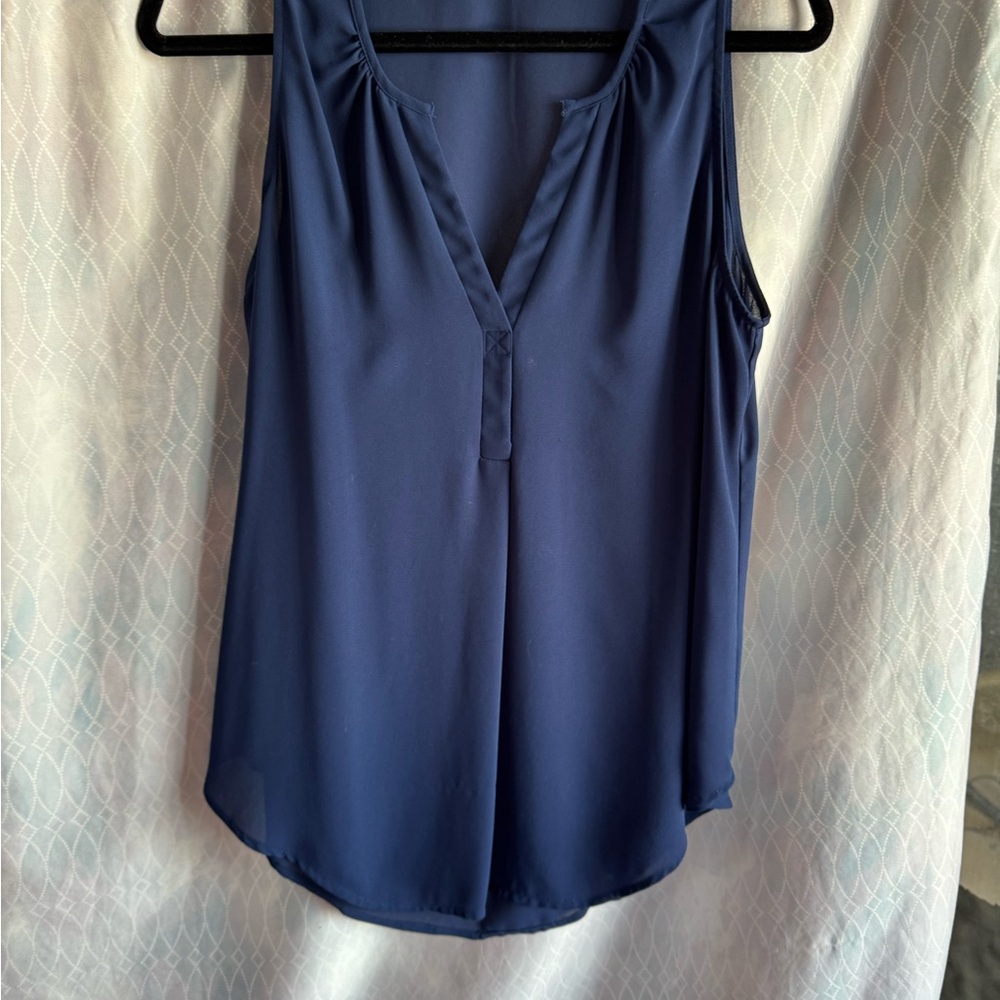 Lush Deep Blue V-Neck Blouse xs sleeveless